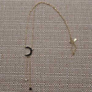 18 Inch Gold Over Sterling Silver Moon And Star CZ Necklace A2970